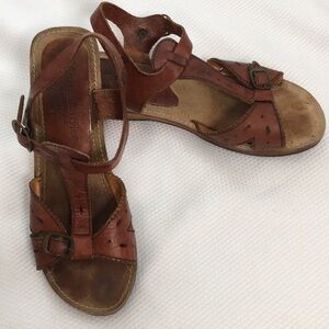 Vintage leather and wood sandals